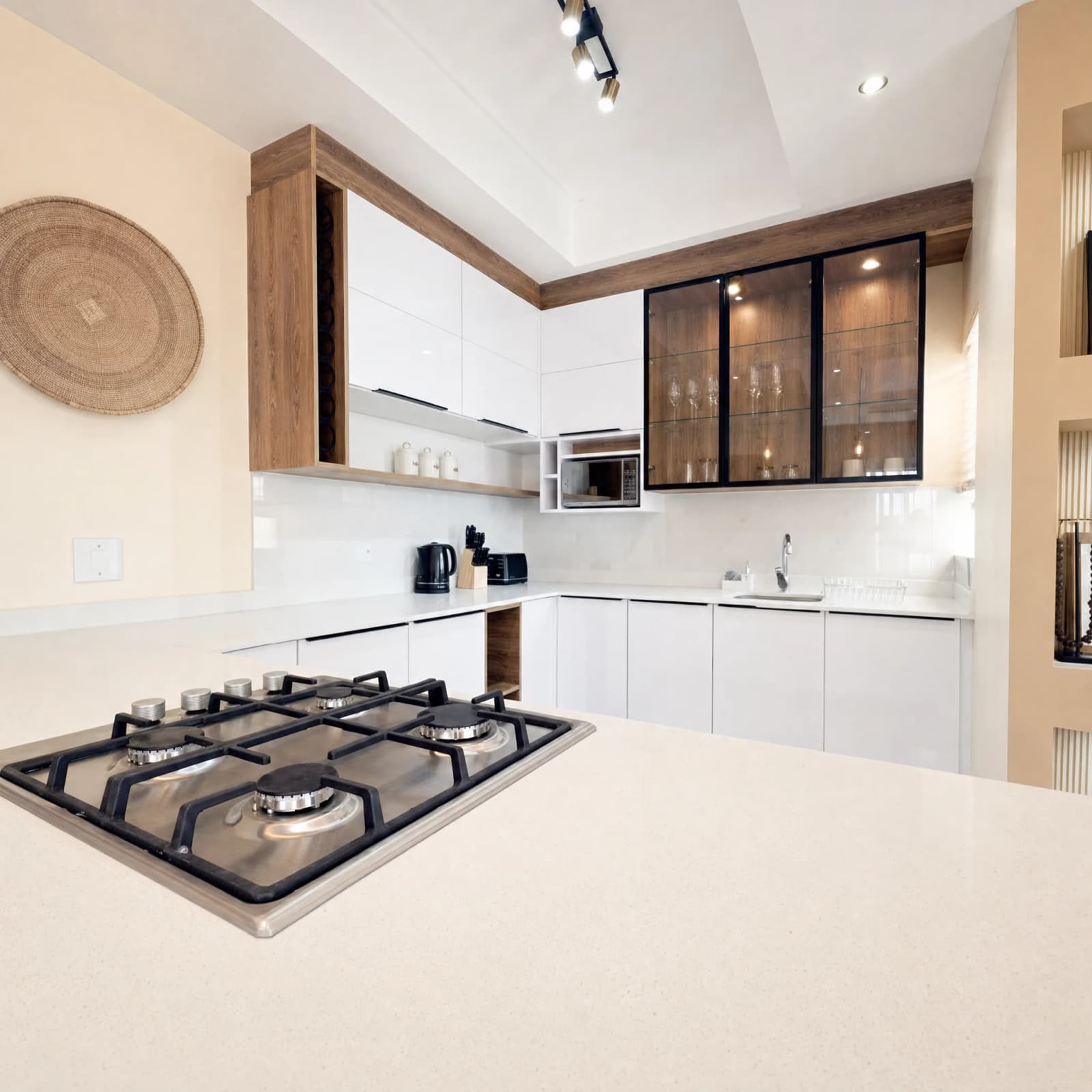 Modern kitchen with gas stovetop